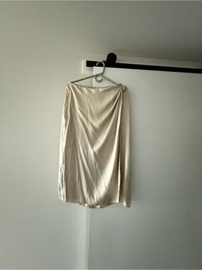 Club Monaco Cream Satin Midi Skirt
